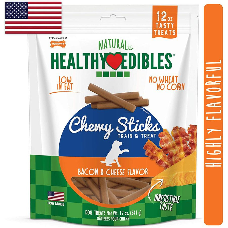 Nylabone Healthy Edibles Natural Chewy Sticks Bacon and Cheese Flavor-Dog-Nylabone-12 oz-