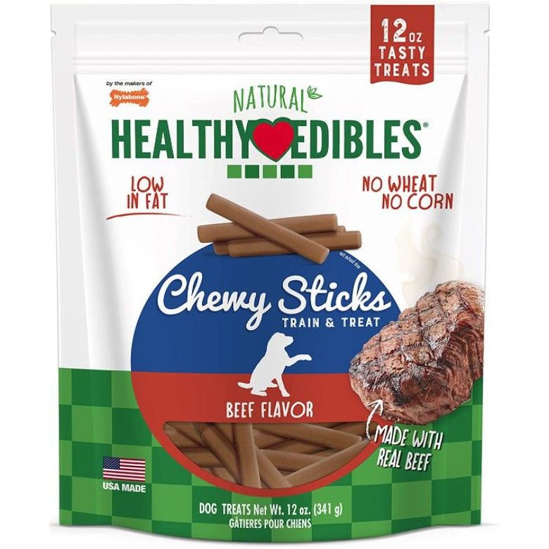 Nylabone Healthy Edibles Natural Chewy Sticks Beef Flavor-Dog-Nylabone-12 oz-