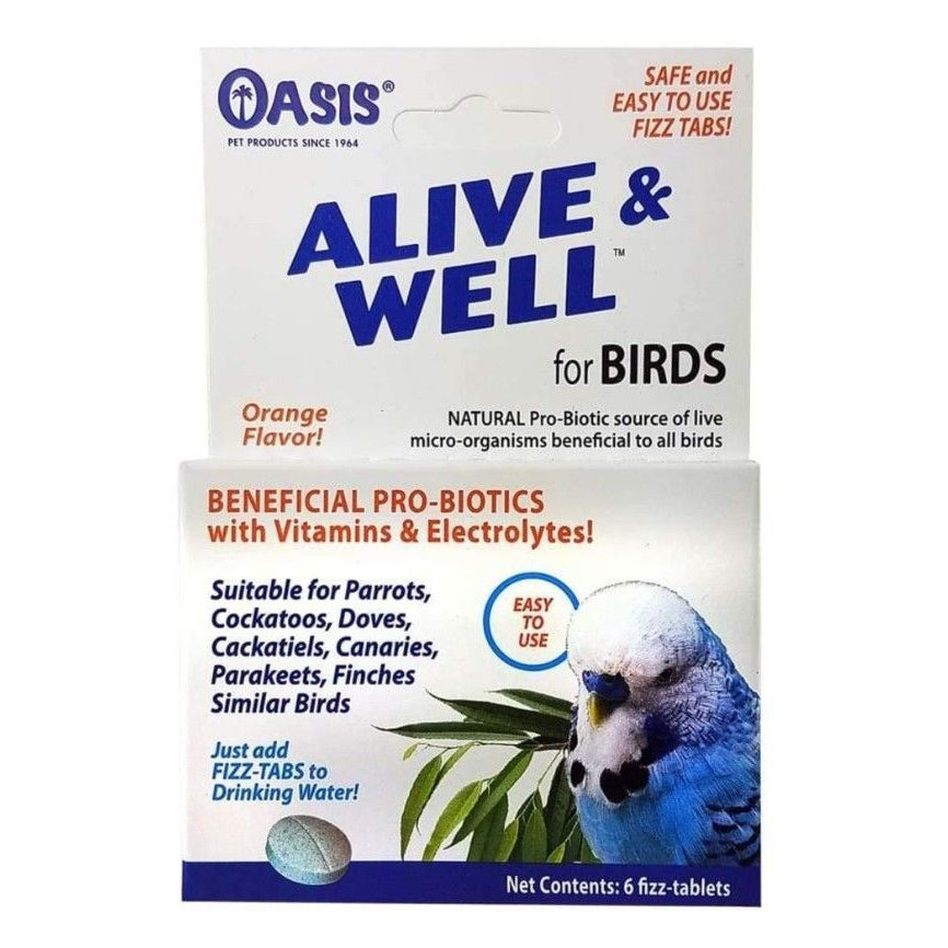 Oasis Alive and Well, Stress Preventative and Pro-Biotic Tablets for Birds-Bird-Oasis-1 count-