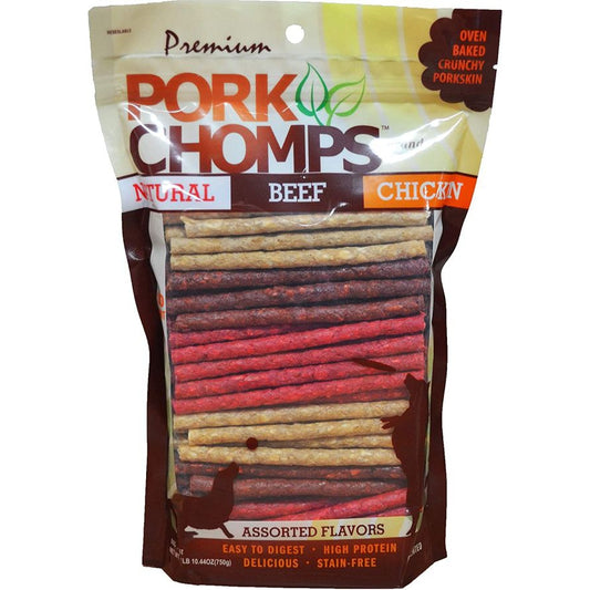 Pork Chomps Munchy Sticks Dog Treat Assorted Flavors-Dog-Pork Chomps-100 count-