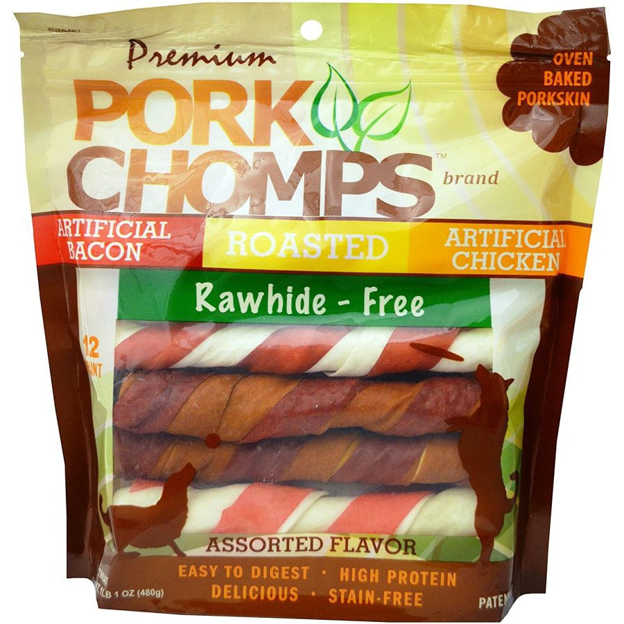 Pork Chomps Twist Dog Treats Assorted Flavors-Dog-Pork Chomps-12 count-