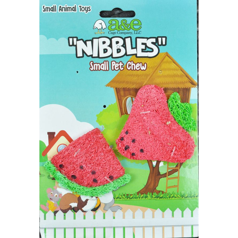 AE Cage Company Nibbles Strawberry and Watermelon Loofah Chew Toys-Small Pet-AE Cage Company-2 count-