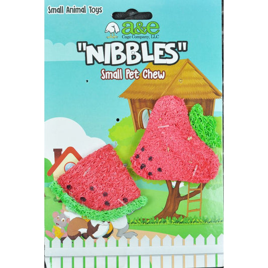 AE Cage Company Nibbles Strawberry and Watermelon Loofah Chew Toys-Small Pet-AE Cage Company-2 count-