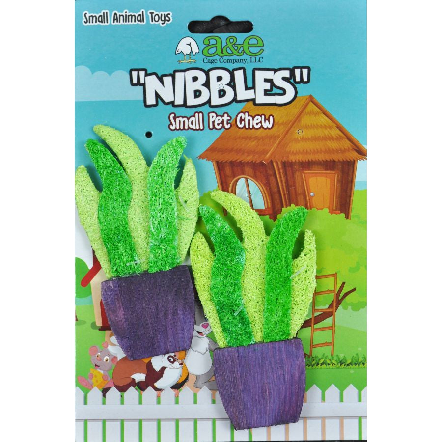 AE Cage Company Nibbles Potted Plants Loofah Chew Toy-Small Pet-AE Cage Company-2 count-