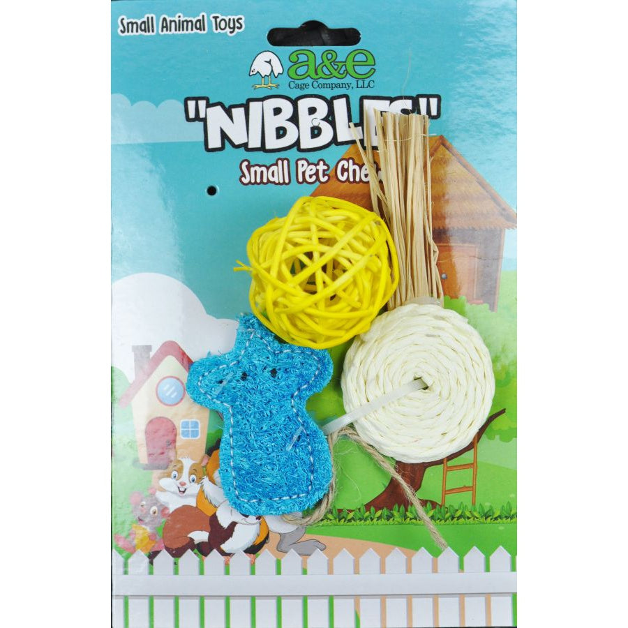 AE Cage Company Nibbles Lollipop and Assorted Loofah Chew Toys-Small Pet-AE Cage Company-3 count-