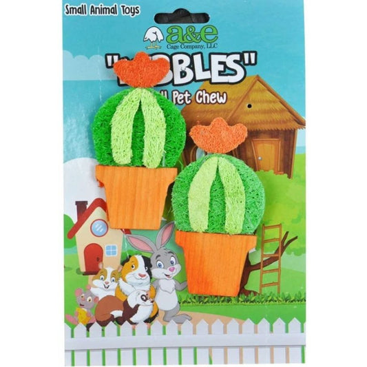 AE Cage Company Nibbles Barrel Cactus Loofah Chew Toy with Wood-Small Pet-AE Cage Company-2 count-