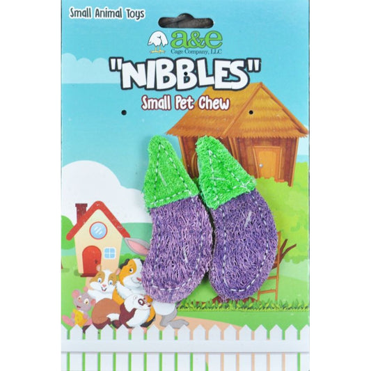 AE Cage Company Nibbles Eggplant Loofah Chew Toys-Small Pet-AE Cage Company-2 count-