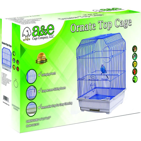 AE Cage Company Ornate Top Bird Cage 14"x11"x17" Black-Bird-AE Cage Company-1 count-