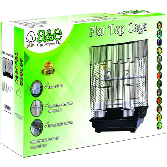 AE Cage Company Flat Top Bird Cage 18"x14"x22" Black-Bird-AE Cage Company-1 count-