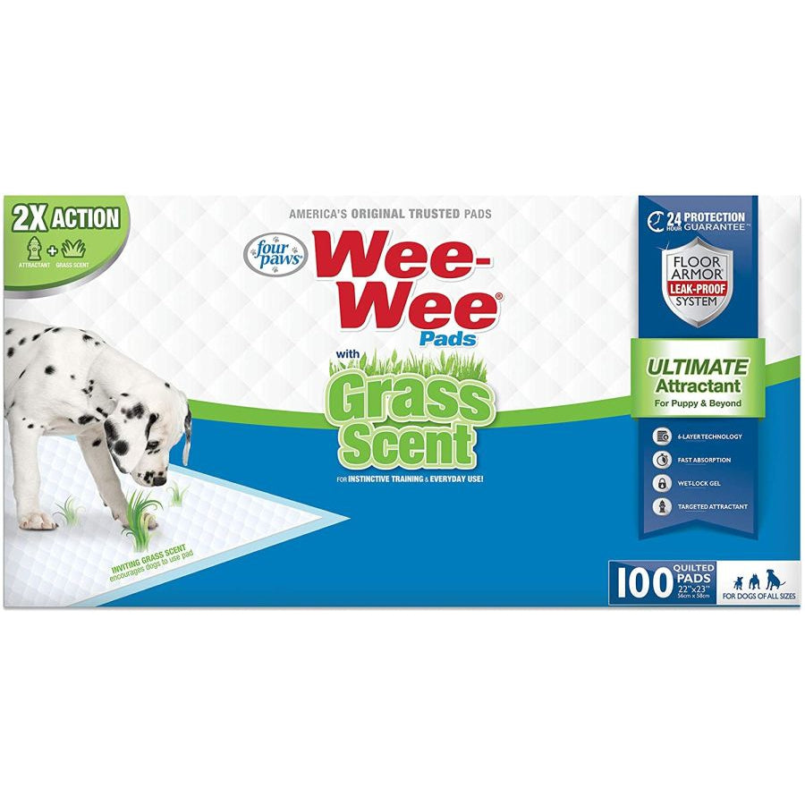 Four Paws Wee Wee Grass Scented Puppy Pads-Dog-Four Paws-100 count-