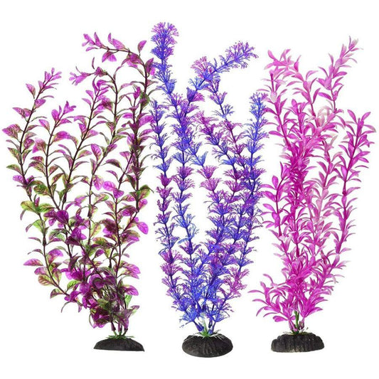 Penn Plax Colorful Plastic Aquarium Plant Pack 16" Assorted Colors-Fish-Penn Plax-3 count-