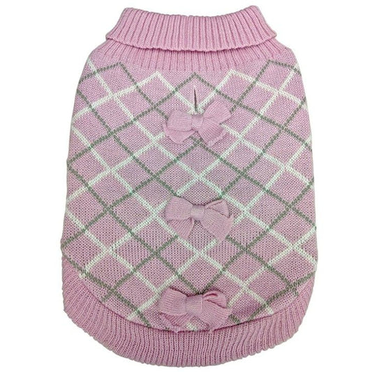 Fashion Pet Pretty in Plaid Dog Sweater Pink-Dog-Fashion Pet-Small-