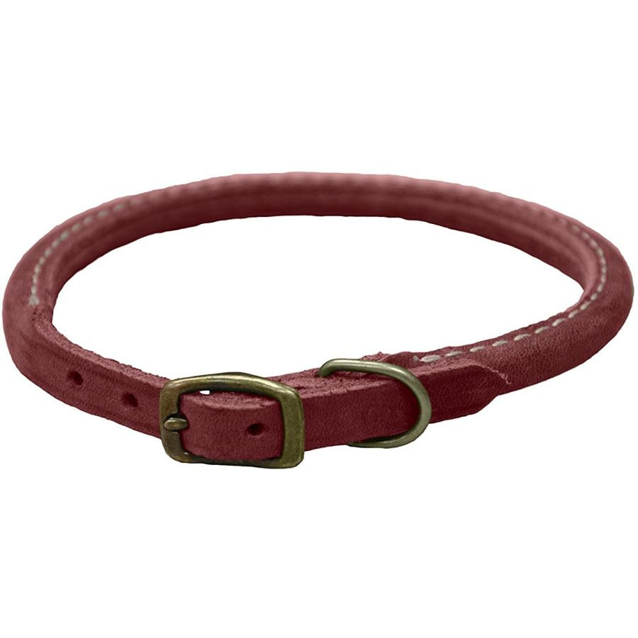 Circle T Rustic Leather Dog Collar Brick Red-Dog-Circle T Leather-3/8"W x 10"L-