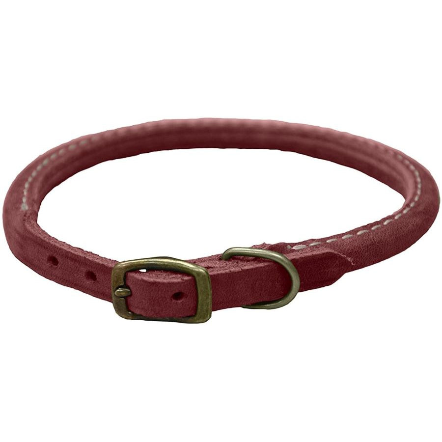 Circle T Rustic Leather Dog Collar Brick Red-Dog-Circle T Leather-3/4"W x 18"L-