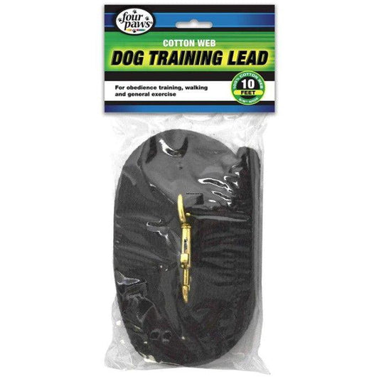 Four Paws Cotton Web Dog Training Lead 10' Long x 5/8"W Black-Dog-Four Paws-1 count-