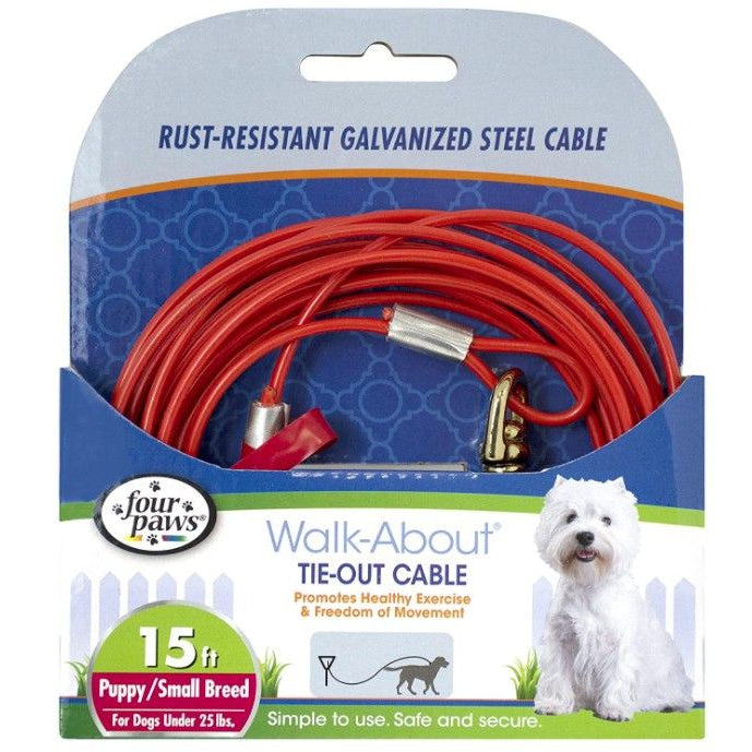 Four Paws Walk-About Puppy Tie-Out Cable for Dogs up to 25 lbs-Dog-Four Paws-15' Long-