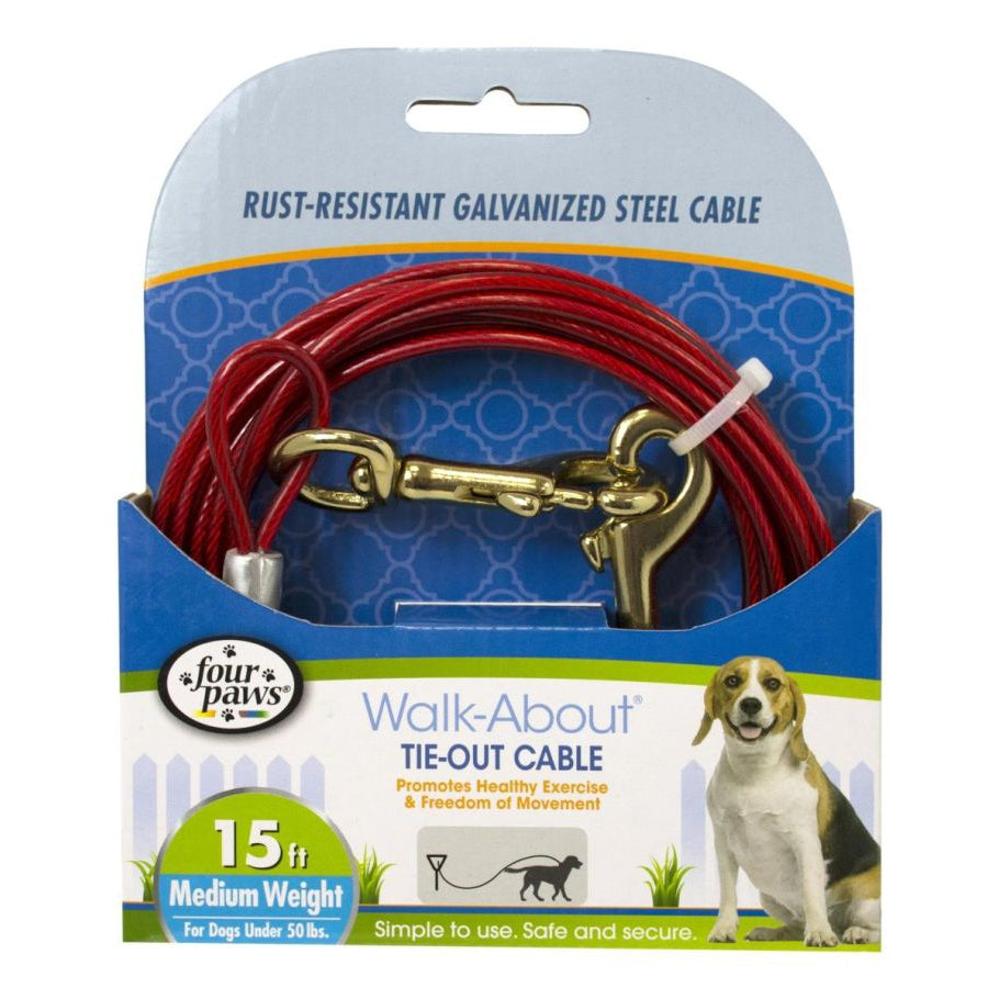 Four Paws Walk-About Tie-Out Cable Medium Weight for Dogs up to 50 lbs-Dog-Four Paws-15' Long-