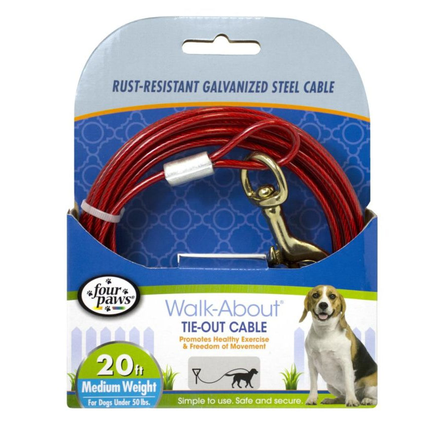 Four Paws Walk-About Tie-Out Cable Medium Weight for Dogs up to 50 lbs-Dog-Four Paws-20' Long-