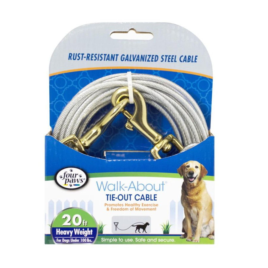 Four Paws Walk-About Tie-Out Cable Heavy Weight for Dogs up to 100 lbs-Dog-Four Paws-20' Long-