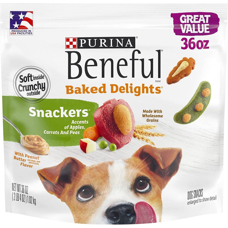 Purina Beneful Baked Delights Snackers with Apples, Carrots, Peas, and Peanut Butter Dog Treats-Dog-Purina-36 oz-