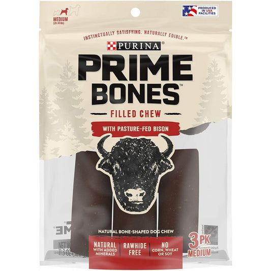 Purina Prime Bones Dog Chew Filled with Pasture-Fed Bison Medium-Animals & Pet Supplies-BimBimPet-
