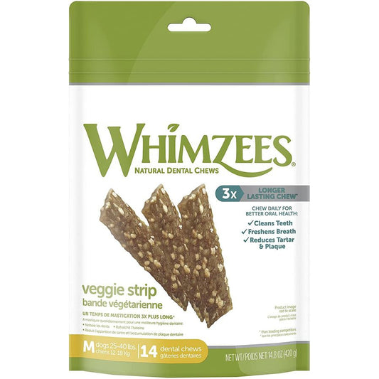 Whimzees Veggie Strip Natural Daily Dental Chew Medium-Dog-Whimzees-14 count-