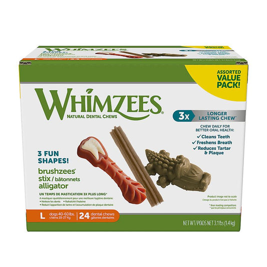 Whimzees Dog Dental Chew Variety Pack Large-Dog-Whimzees-24 count-