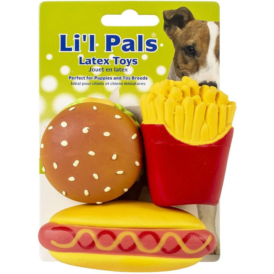 Lil Pals Lil Pals Latex Hamburger, Fries, and Hotdog Dog Toys-Dog-Li'l Pals-1 count-