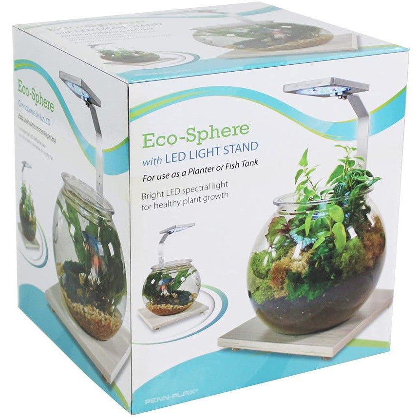 Penn Plax Eco-Sphere Bowl with Plant-Grow LED Light-Fish-Penn Plax-1.1 gallon-