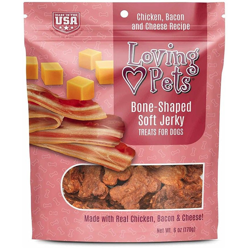 Loving Pets Bone-Shaped Soft Jerky Treats Bacon-Dog-Loving Pets-6 oz-