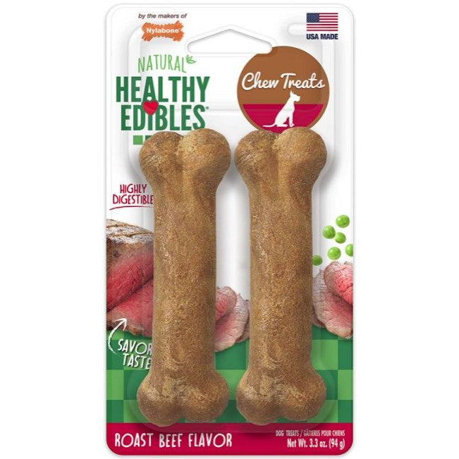 Nylabone Healthy Edibles Chews Roast Beef Regular-Dog-Nylabone-2 count-