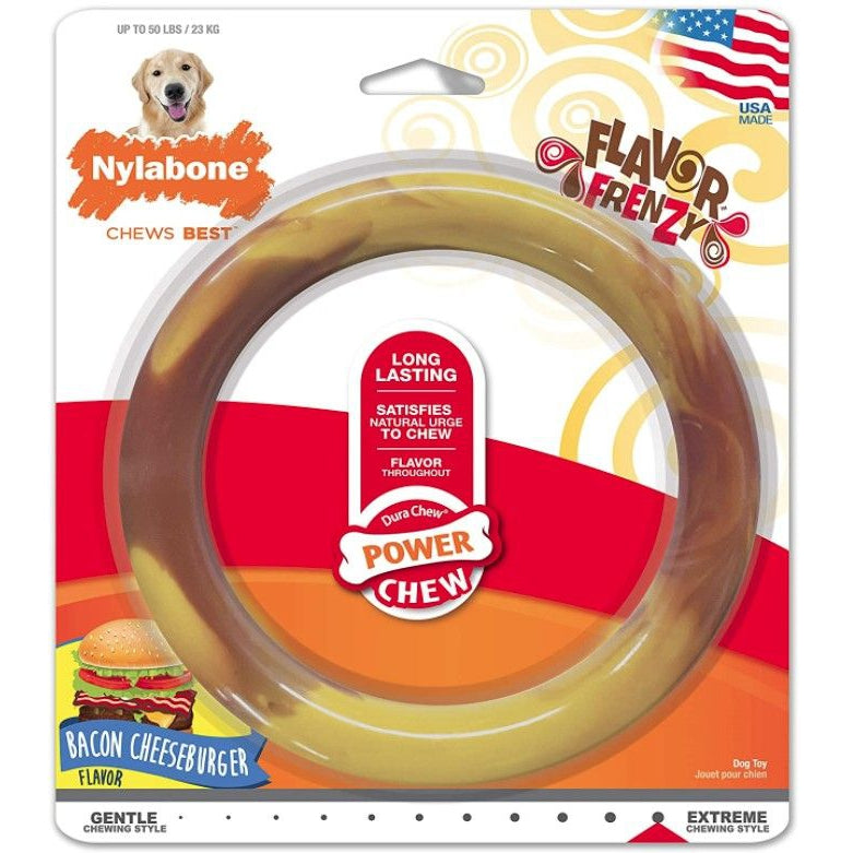 Nylabone Power Chew Ring Dog Toy Bacon Cheeseburger Flavor Large-Dog-Nylabone-1 count-