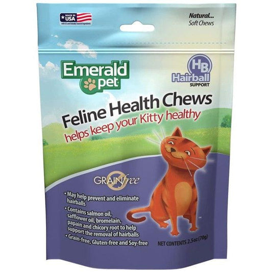 Emerald Pet Feline Health Chews Hairball Support-Cat-Emerald Pet-2.5 oz-