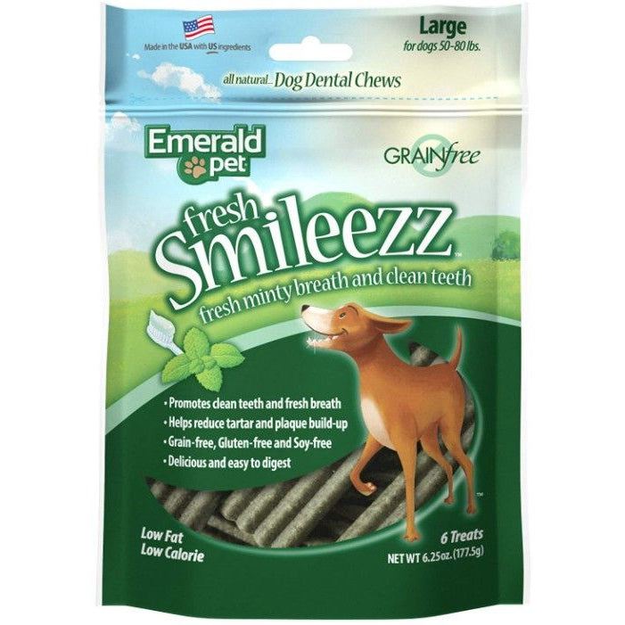 Emerald Pet Fresh Smileezz Dental Dog Treats Large-Dog-Emerald Pet-6.25 oz-