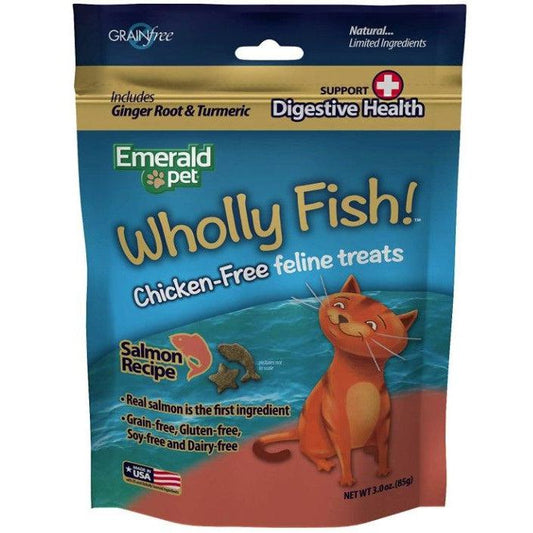 Emerald Pet Wholly Fish! Digestive Health Cat Treats Salmon Recipe-Cat-Emerald Pet-3 oz-