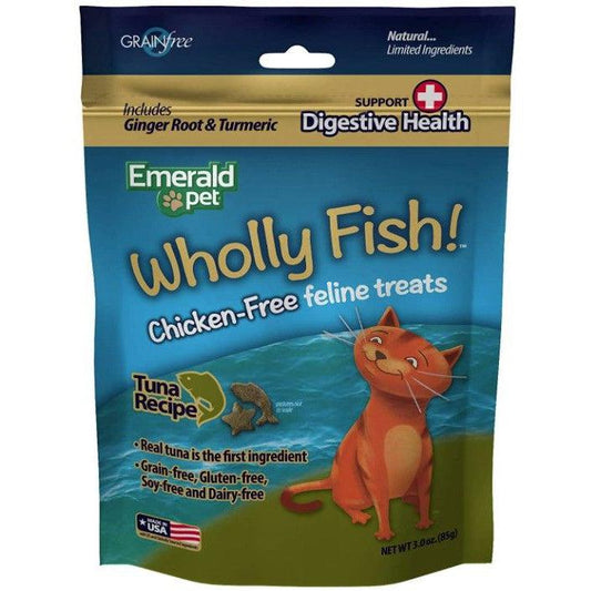 Emerald Pet Wholly Fish! Digestive Health Cat Treats Tuna Recipe-Cat-Emerald Pet-3 oz-