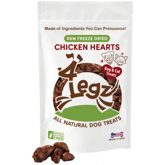 4Legz Freeze Dried Chicken Hearts Dog Treats-Dog-4Legz-4 oz-