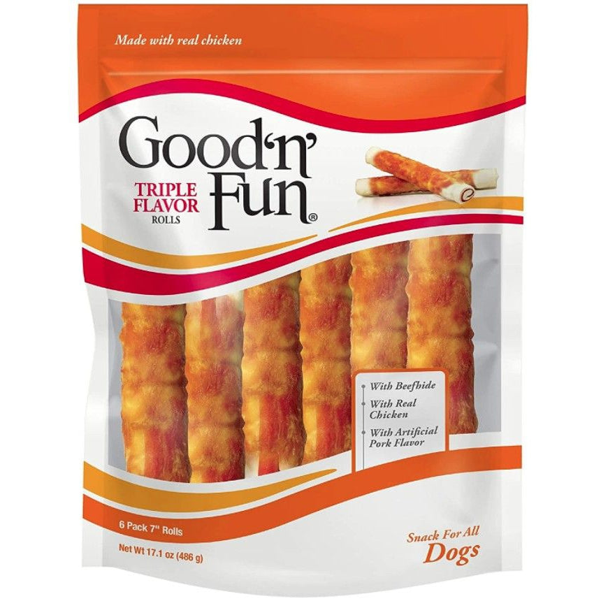 Healthy Hide Good N Fun Triple Flavor Rolls-Dog-Healthy Hide-6 count-