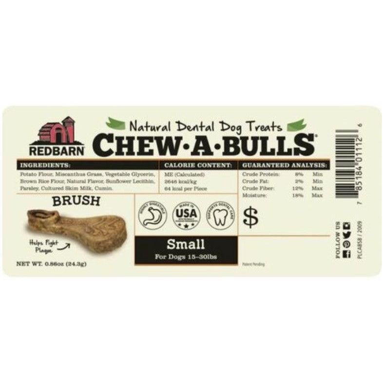 Redbarn Pet Products Chew-A-Bulls Brush Dental Dog Treats Small-Dog-Redbarn-75 count-