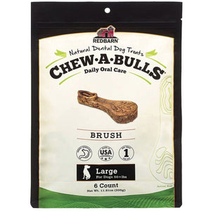 Redbarn Pet Products Chew-A-Bulls Brush Dental Dog Treats Large-Dog-Redbarn-6 count-