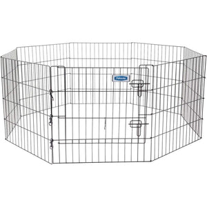 Petmate Exercise Pen Single Door with Snap Hook Design and Ground Stakes for Dogs Black-Dog-Petmate-24" tall - 1 count-