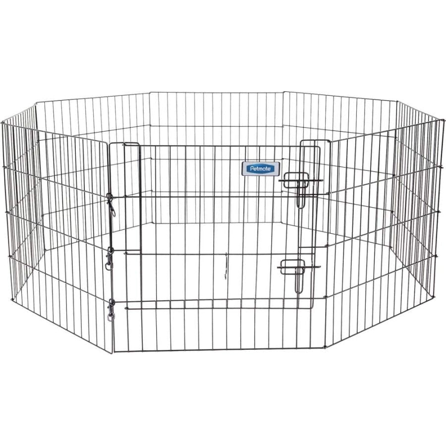 Petmate Exercise Pen Single Door with Snap Hook Design and Ground Stakes for Dogs Black-Dog-Petmate-24" tall - 1 count-