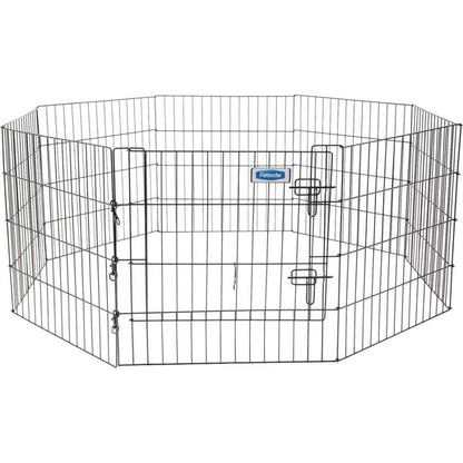Petmate Exercise Pen Single Door with Snap Hook Design and Ground Stakes for Dogs Black-Dog-Petmate-24" tall - 1 count-