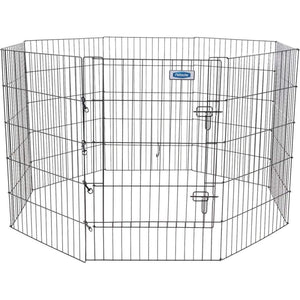 Petmate Exercise Pen Single Door with Snap Hook Design and Ground Stakes for Dogs Black-Dog-Petmate-36" tall - 1 count-