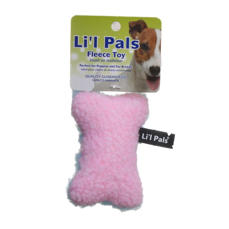 Li'l Pals Fleece Bone Toy for Dogs & Puppies-Dog-Li'l Pals-Plush Pink Dog Bone Toy-