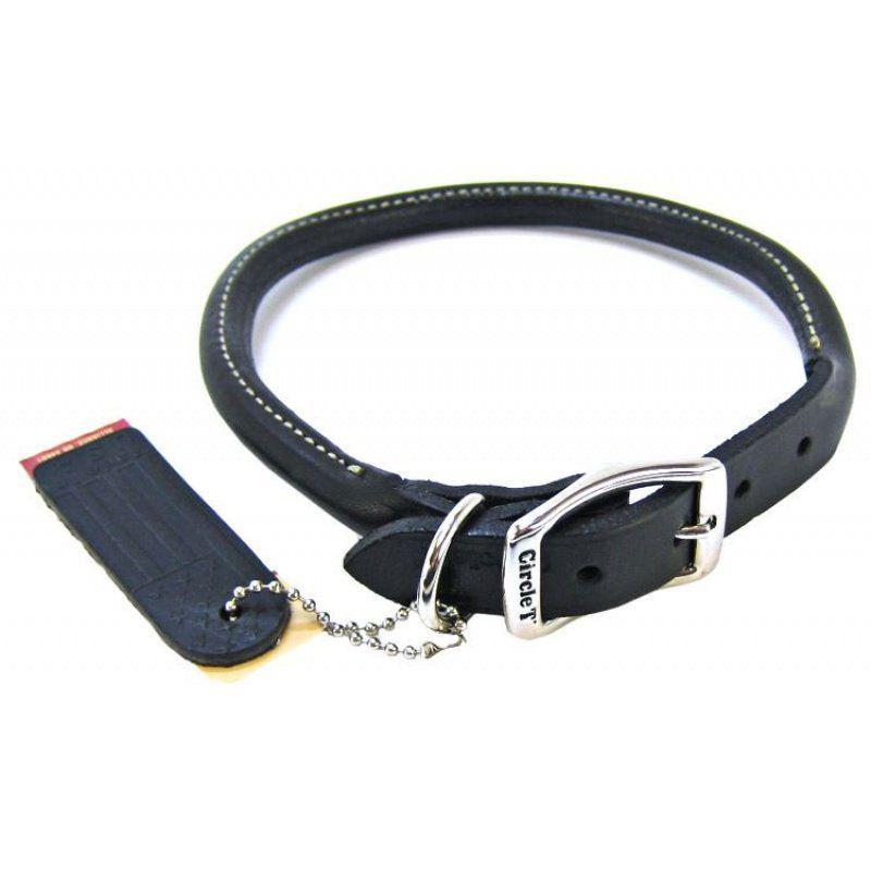 Circle T Pet Leather Round Collar - Black-Dog-Circle T Leather-16" Neck-