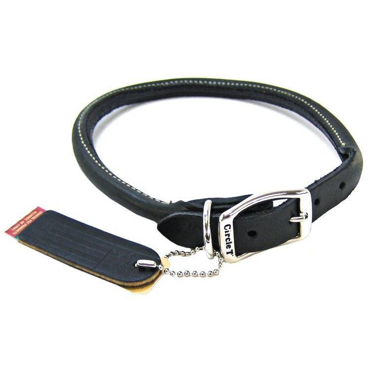 Circle T Pet Leather Round Collar - Black-Dog-Circle T Leather-20" Neck-