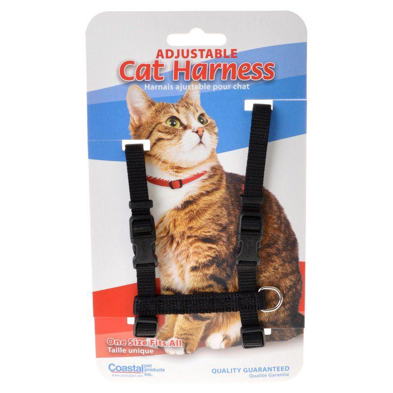 Tuff Collar Nylon Adjustable Cat Harness - Black-Cat-Tuff Collar-Girth Size 10"-18"-