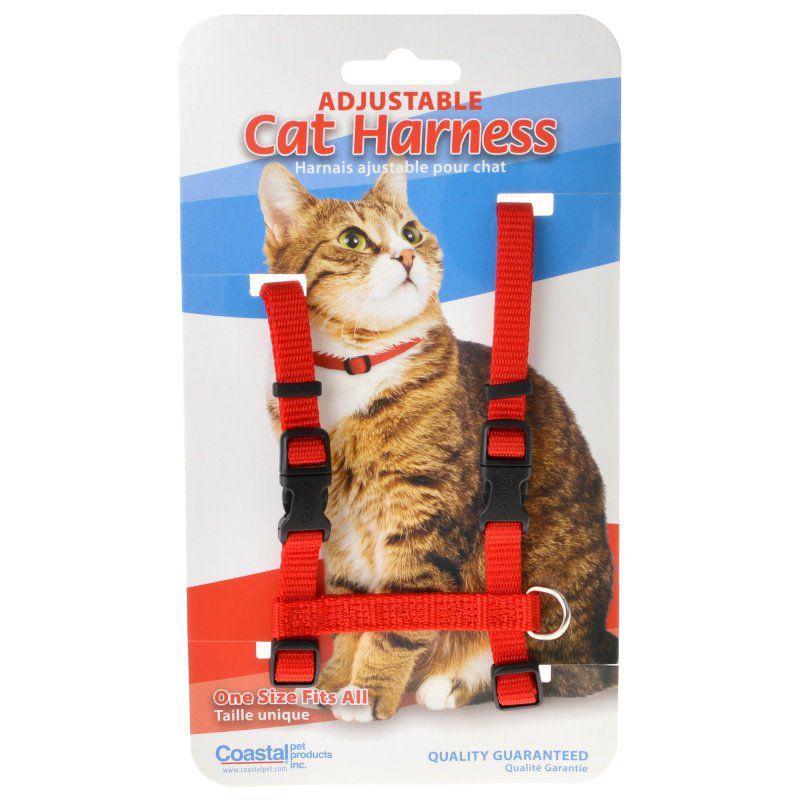 Tuff Collar Nylon Adjustable Cat Harness - Red-Cat-Tuff Collar-Girth Size 10"-18"-