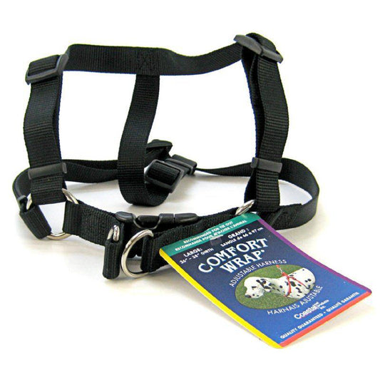 Tuff Collar Comfort Wrap Nylon Adjustable Harness - Black-Dog-Tuff Collar-Large (Girth Size 26"-40")-